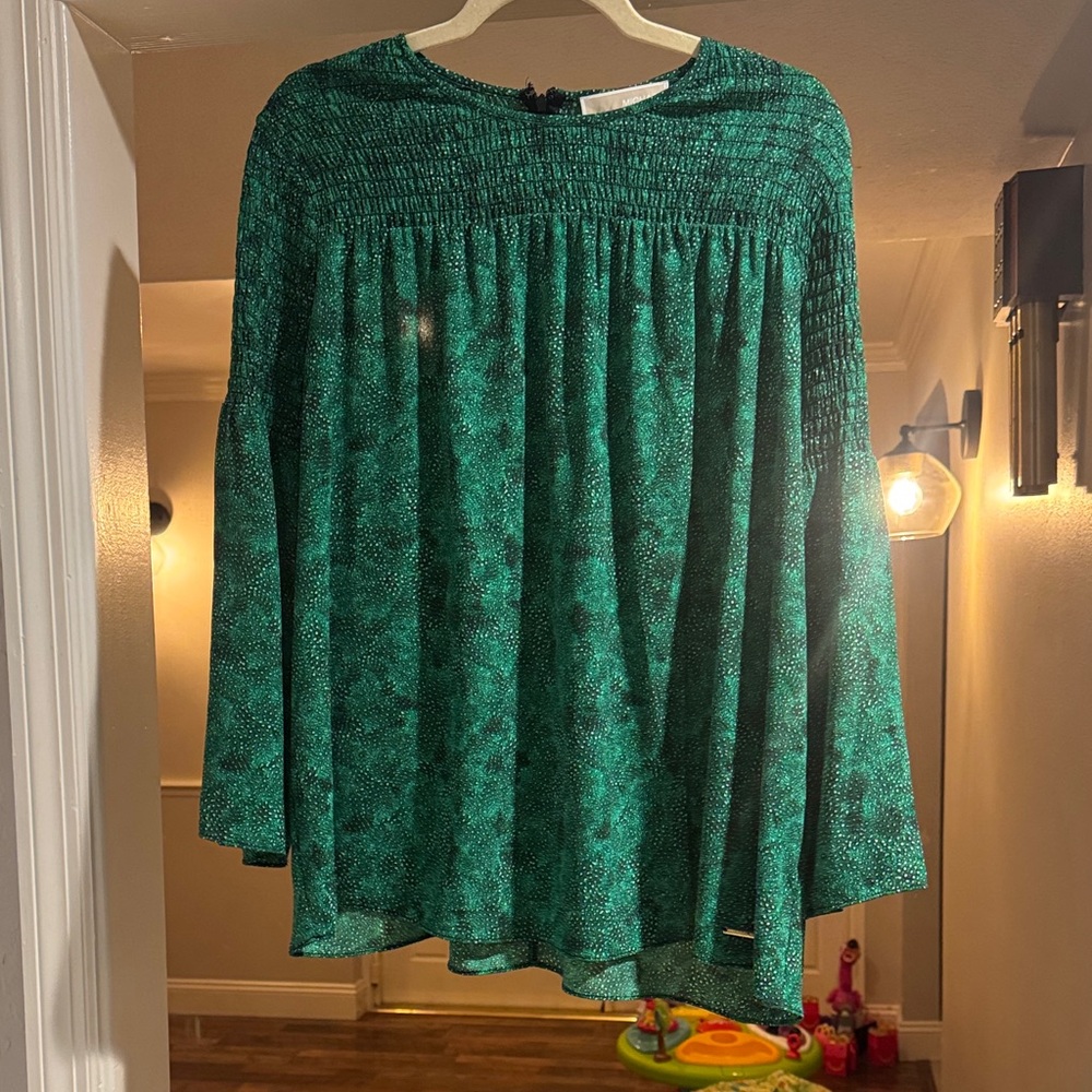 Michael Kors Green Patterned Blouse